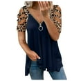 thumbnail image 1 of PENGXIANG Blouse Décontractée Sexy à Col en V avec Fermeture Éclair et Manches Courtes pour Femmes, 1 of 4