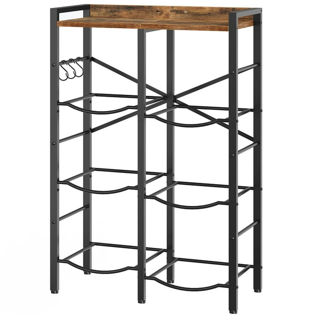 Soporte para jarras de agua HOOBRO, 5 galones, 6 botellas, 3 niveles, color marrón rústico