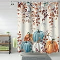 thumbnail image 2 of Fall Shower Curtain Autumn Eucalyptus Leaf Shower Curtains for Bathroom Watercolor Pumpkin Bath Curtains Sets for Autumn Thanksgiving Seasonal Bathroom Decor Polyester Fabric Waterproof 72 x 84 in, 2 of 6