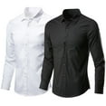 thumbnail image 4 of Men Korean Business Casual Long Sleeve Shirt Anti-Wrinkle Male Social Formal, 4 of 9
