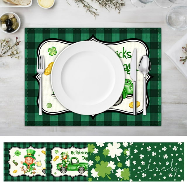 Xihbxyly Manteles Individuales Del Día de San Patricio, Diseño Elegante, Resistentes a Las Manchas, Aislantes Del Calor, Fáciles de Limpiar, Decoración para La Cocina y La Mesa Festiva (Juego de 4)