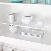 Smart Design Expandable Kitchen Storage Shelf Rack, Steel, Rust-Resistant, White (16–32.5 in)