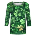thumbnail image 5 of St. Patrick's Day Shirt for Women Glitter Clover Graphic T-Shirt 3/4 Sleeve Crewneck Festival Apparel Shamrock Print Sparkle Irish Holiday Tops, 5 of 5