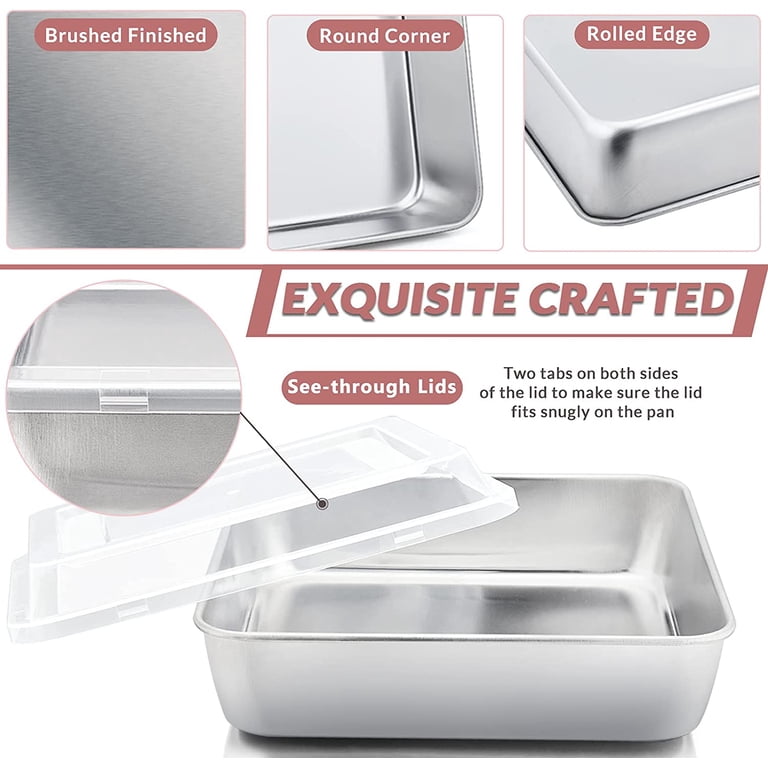 Vesteel 6-Piece Stainless Steel Square Cake Pan Set with Lids photo 3