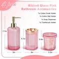 thumbnail image 2 of Pink 4-Pack Ribbed Glass Bathroom Accessory Set, 2 of 7