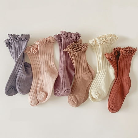 

Gubotare Warm Socks For Infants Baby-Girls Eyelet Frilly Lace Socks Newborn/Infant/Toddler/Little Girls A 5-8 Years Toddler