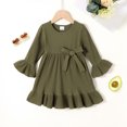 thumbnail image 2 of Younger Tree Kids Toddler Dress Baby Girls Fall Dresses Ruffle Long Sleeve Bowknot Casual Winter Dress for 3-4T, 2 of 6
