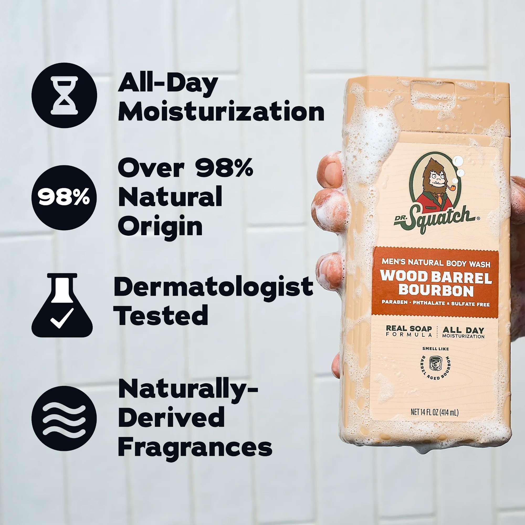 Dr. Squatch Wood Barrel Bourbon Body Wash, 14 fl oz photo 4