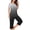 Black, variant on Women's Pajama Set Printed Crew Neck Short Sleeve Button Front Shirt with Straight Leg Capri 2 Piece Breathable Sleepwear S