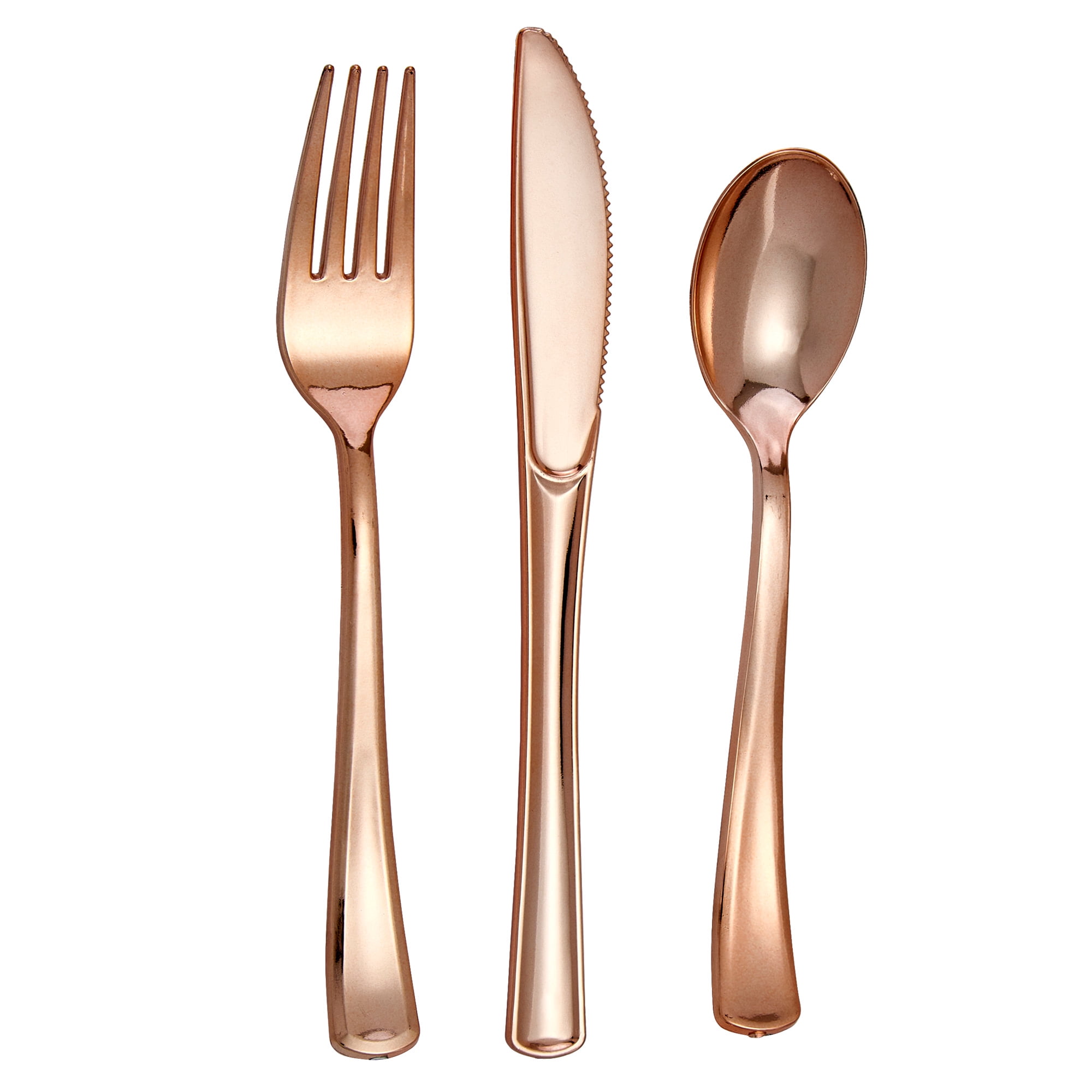 100 rose gold disposable TEA-SPOONS cutlery flatware plastic wedding-FREE SHIP