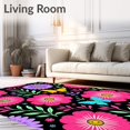 thumbnail image 2 of ODIKA 8'x10' Machine Washable Non-Slip Area Rug, Latch Hook Kit Enchanted Garden Blooms with Dancing Butterflies High Traffic Rug with Pad, Pink, 640469, 2 of 8