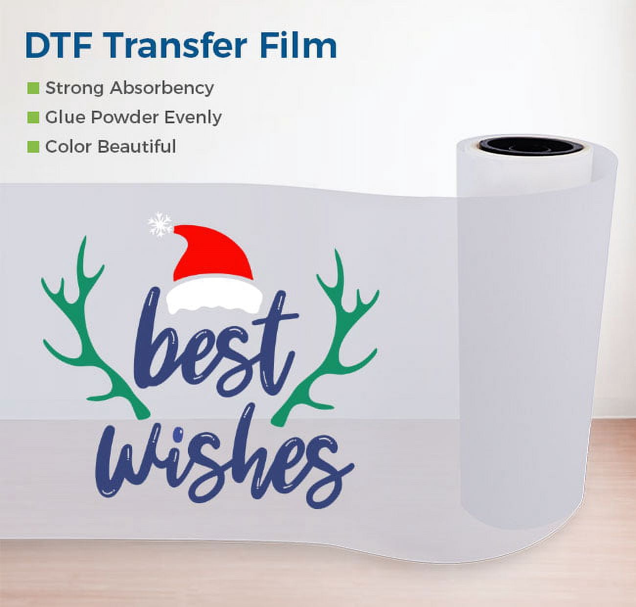 2 Rolls 23.6" x 328ft / 4 Rolls 13" x 328ft DTF Transfer Film, Double Sided, Hot Peel DTF Film
