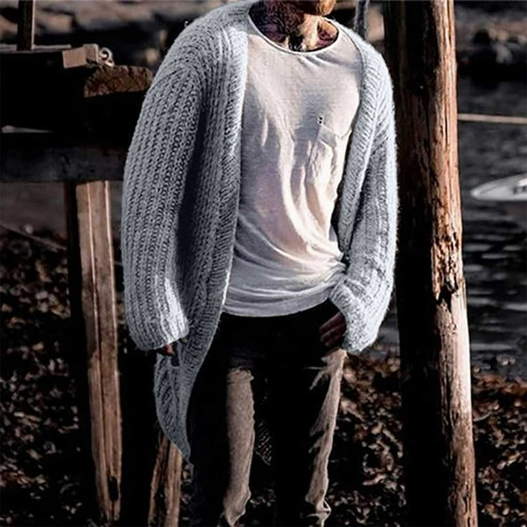 Cotonie Cardigan Sweaters for Men Solid Color Casual Button Knit Cardigan  Stand Collar Long Sleeve Sweater Jacket 