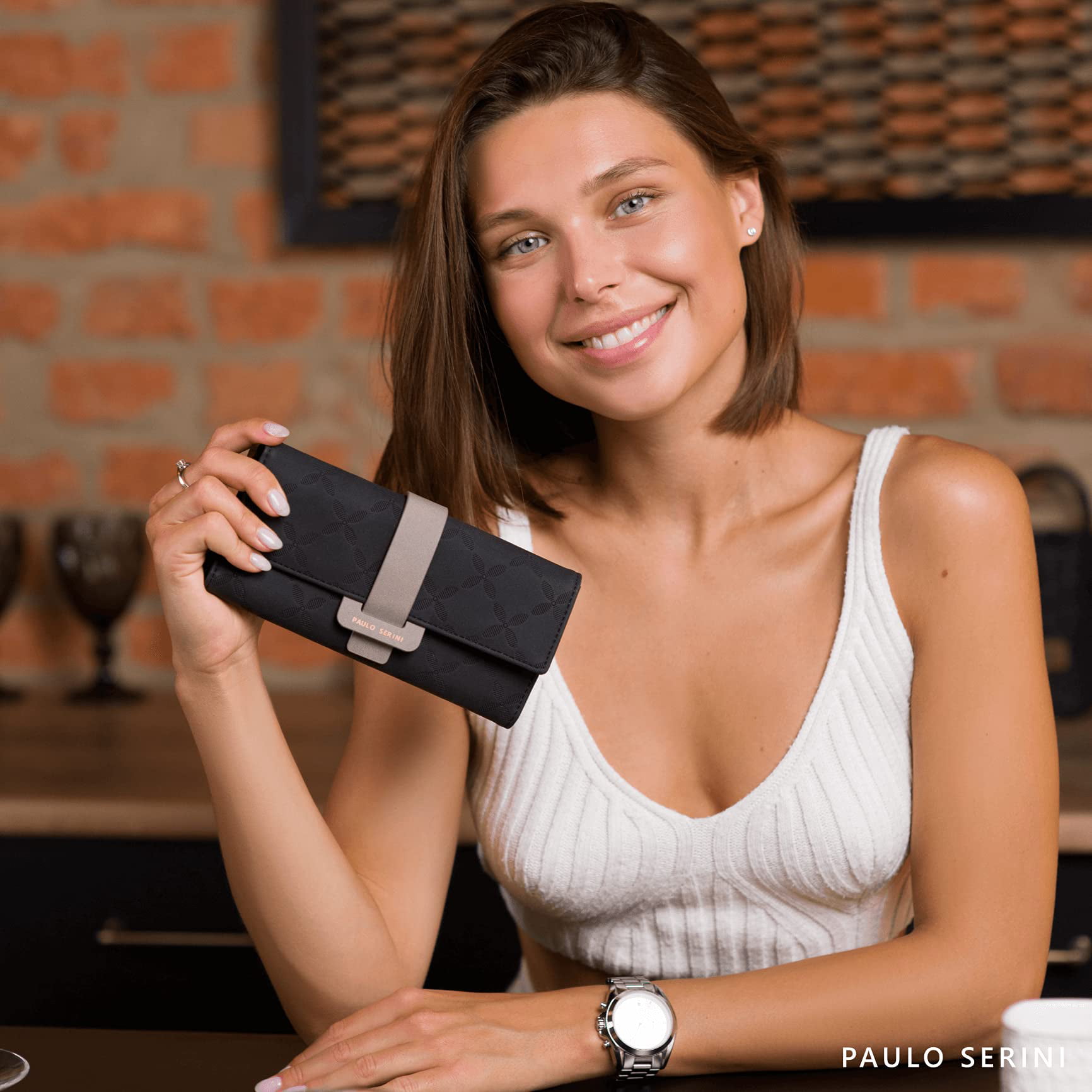  PAULO SERINI® Wallet Women - Womens Wallet with Coin Purse -  Card Holder 9 Cards - Wristlet - Vegan Wallets for Women - Birthday Gifts  for Women - Billeteras de Mujer 