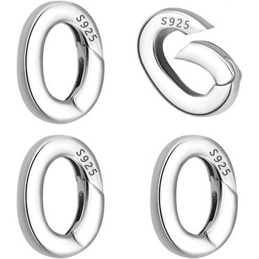 4pcs Sterling Silver Spring Gate Rings Oval Spring Clasp Metal Spring Gate Rings Connector Clasp Necklace Enhancer Shortener Clasp for Bracelet Anklet Jewelry Making