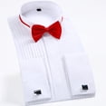 thumbnail image 1 of Camisa de gemelos para hombre, camisa de esmoquin de boda, camisa de esmoquin plisada con alas, camisa de vestir de esmoquin diseñada a medida, 1 of 5