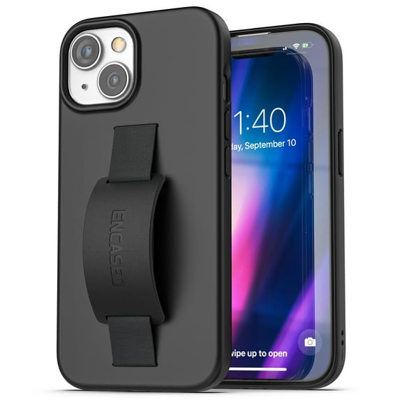 Encased Bando Designed for iPhone 15 Case with Strap, Hand / Finger Loop Phone Case (Matte Black)
