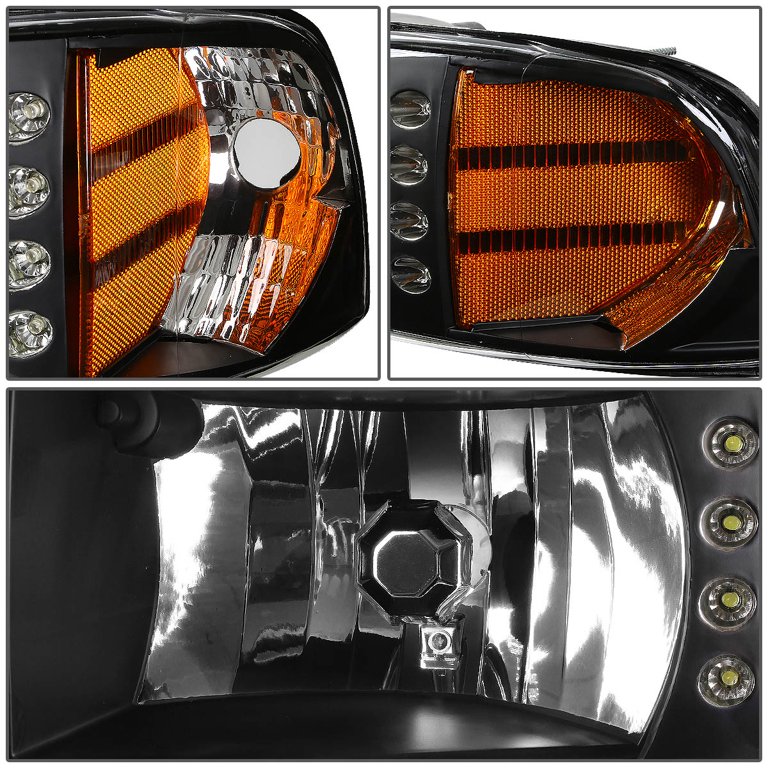 Speed Daddy Smoked Headlight Assemblies For 94-02 Dodge Ram 1500 2500 - Amber Corner, Chrome Housing
