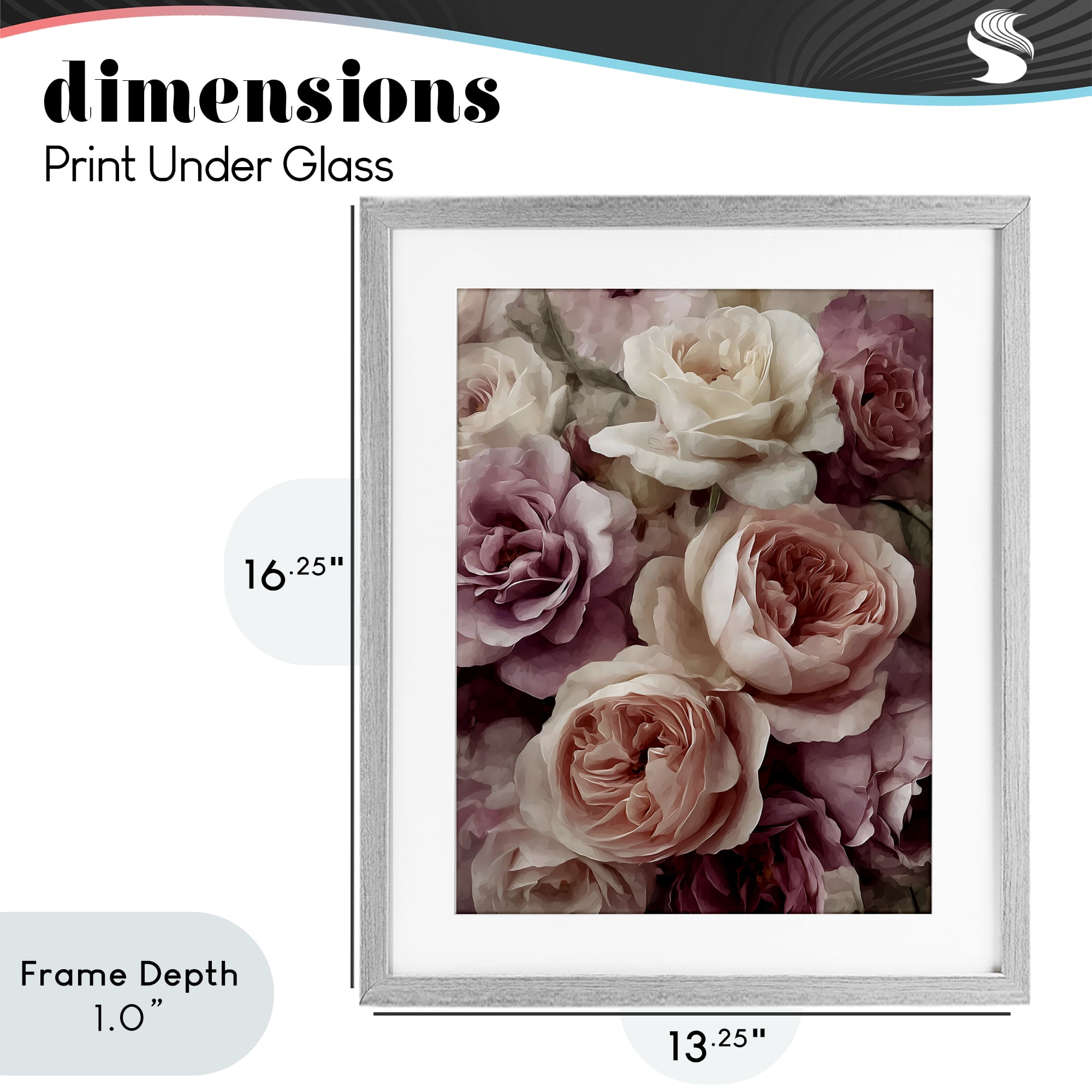 Stupell Industries Sweet Roses in Blush Pink Gray Framed Print Under Glass, design by Franklyn Gregory