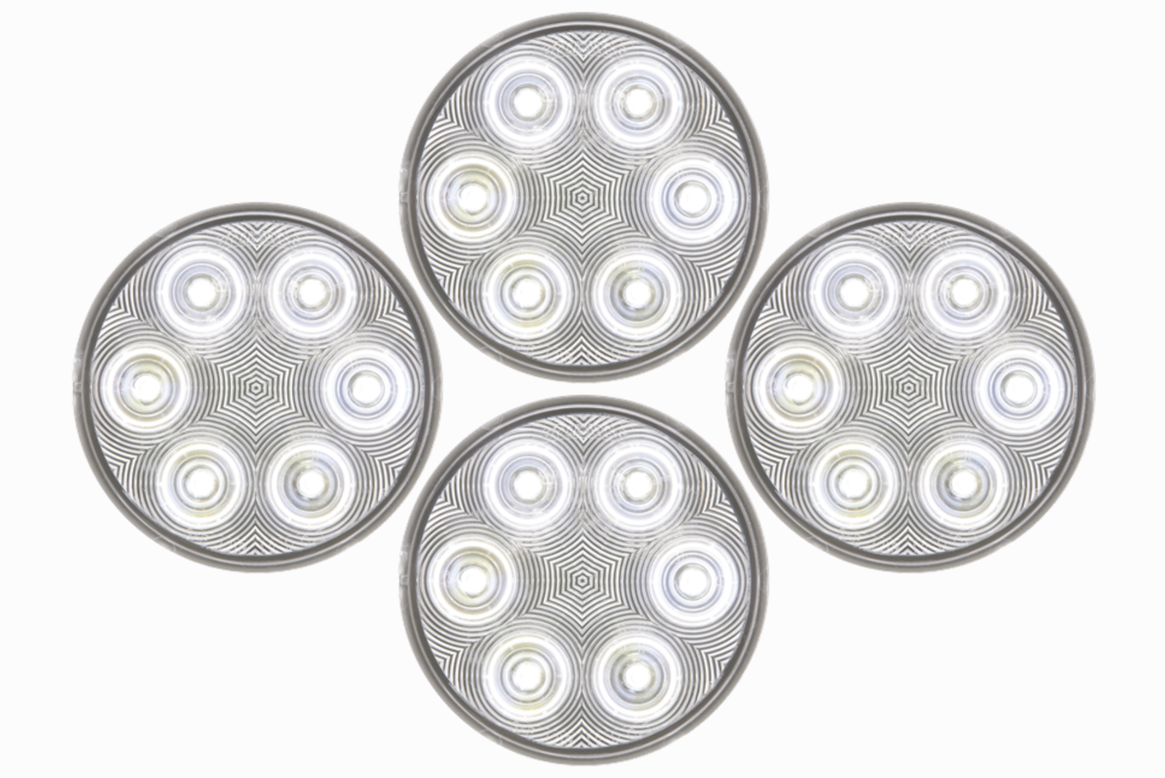 4 Pack Optronics 4" Round Clear 6 LED Back Up Light 2 Pin Connection