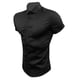 thumbnail image 4 of Sunloudy Camisa casual para hombre, color sólido, manga corta, cuello de solapa, ajuste delgado, tops de ocio con botones Sunloudy moda, 4 of 6