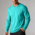thumbnail image 2 of YODETEY Men’s Long Sleeve Cotton T-Shirt, lightweight Undershirt Solid Basic Cotton Crewneck Long Sleeve Tee,Size S-5XL, 2 of 8