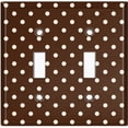 thumbnail image 2 of Metal Light Switch Wall Plate Outlet Cover (White Polka Dots Pattern Coffee Black - Double Toggle), 2 of 2