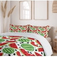 thumbnail image 6 of Ambesonne Green Abstract Duvet Cover Set, Watermelon, 2-Calking, Dark Pink Evergreen and White, 6 of 6
