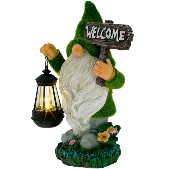 Adorno De Gnomo De Jardín Solar, Estatua De Gnomo De Resina Pintada A Mano Con Luz Solar, Estatuilla Impermeable Para Exteriores Para Decoración De Patio Y Césped Muyoka Hogar
