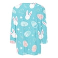 thumbnail image 4 of UVEASISHA women's cute graphic tees plus size 3/4 sleeve tshirt bunny eggs print easter shirts crewneck loose casual tops teacher workwear blouses Blue 5XL, 4 of 5