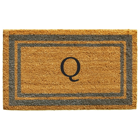 Periwinkle Border Monogram Doormat (Letter Q)