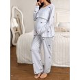 thumbnail image 3 of Multicolor Polka Dot Bow Print Nursing-Friendly Crew Neck Long Sleeve Top And Pants Maternity Pajama Set, 3 of 7
