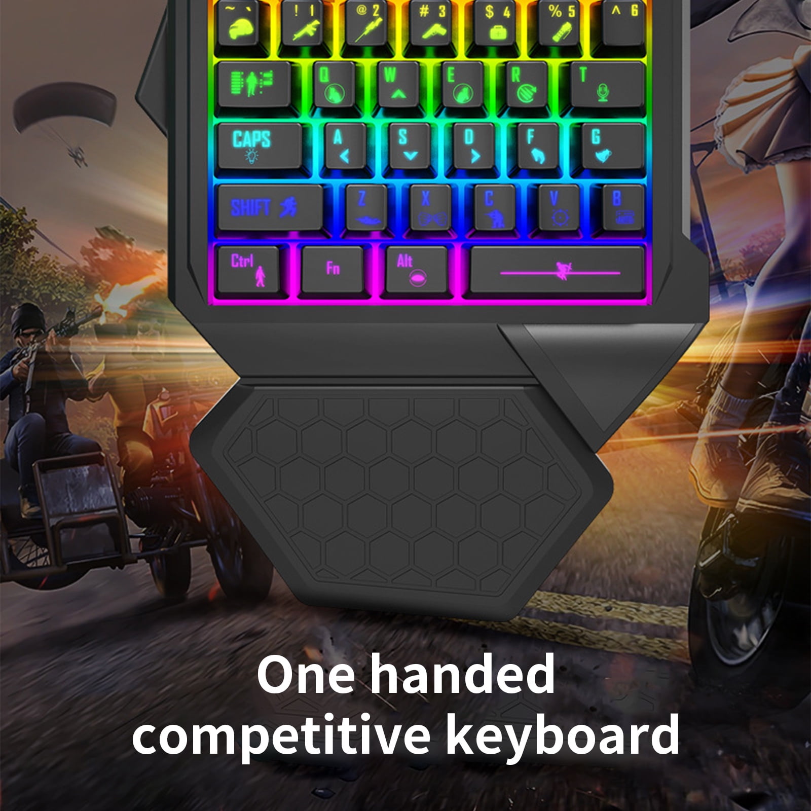 Single Handed Gaming Keyboard Small Gaming Keypad Ergonomic LED 35 Keys Portable Game Controller for PC Desktop Accessories