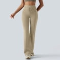 thumbnail image 7 of BOMYJESK Mini Flared Leggings for Women Yoga Pants with Pocket High Waist Bootcut Pants Tummy Control Casual Workout Bell Bottom Leggings Khaki S, 7 of 7
