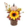 thumbnail image 2 of Racsoh Artificial Maple Leaf Pumpkin Potted Plants, Mini Fall Faux Sunflower Greenery Ornament, Realistic Thanksgiving Decoration, for Desktop Office Decor (D), 2 of 7