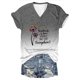 thumbnail image 1 of Tops Cortos para las Mujeres Día de la Independencia Impreso Suéter con Cuello en V Manga Corta, Top Casual para Primavera Verano, 1 of 3