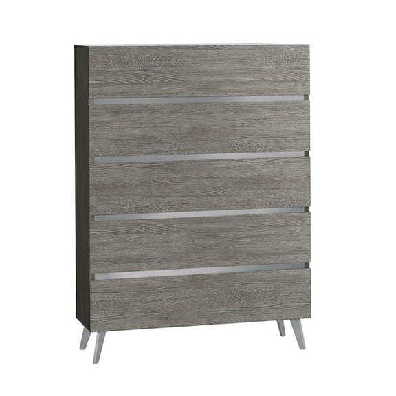 J & M Furniture 18699-C 50 x 33 x 18.5 in. Victoria Chest, Anthracite Melamine & Grey Marble