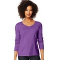 thumbnail image 1 of Hanes T-Shirt à Manches Longues Col en V pour Femmes, m, Splendeur Violette, 1 of 7