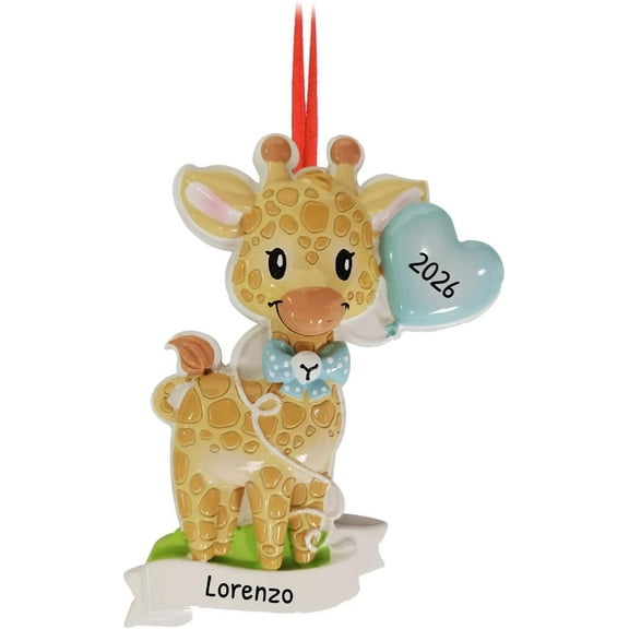 Personalized Baby's First Christmas Ornaments 2025 - Bluey Giraffe Ornament for Baby Boy's Gender Reveal, Custom Christmas Tree Decoration