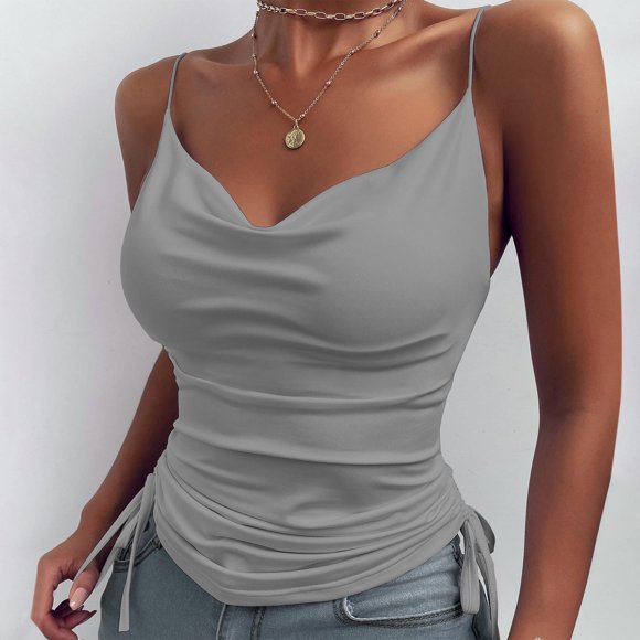 UPPADA Womens Spaghetti Strap Crewneck Ribbed Tank Tops Casual Basic Slim Fitted Knit Cami Tee Shirts Soft Camisole Basic Layering Shirts,Clearance Women