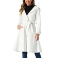 thumbnail image 1 of Abrigo con capucha y cinturón de una sola botonadura INSPIRE CHIC para mujeres, abrigo de invierno con bolsillos S blanco, 1 of 6