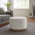 thumbnail image 1 of Modway Tilden Large 23" Round Performance Velvet Upholstered Ottoman in Alabaster Natural, 1 of 8