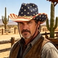 thumbnail image 2 of Bainana American Flag Cowboy Hat For Women Men Wide Brim Soft Retro Boho Style Sun Hat For Independence Day Theme, 2 of 8