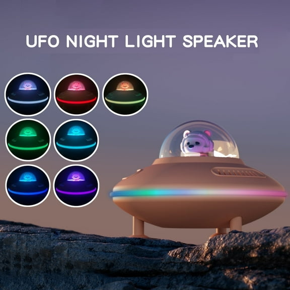 UFO-Shaped Bluetooth Speaker for Father's Day Gift with LED Lights - Portable Wireless Gift for Dad, Daddy Day Present, Hi-Fi Sound, Beige