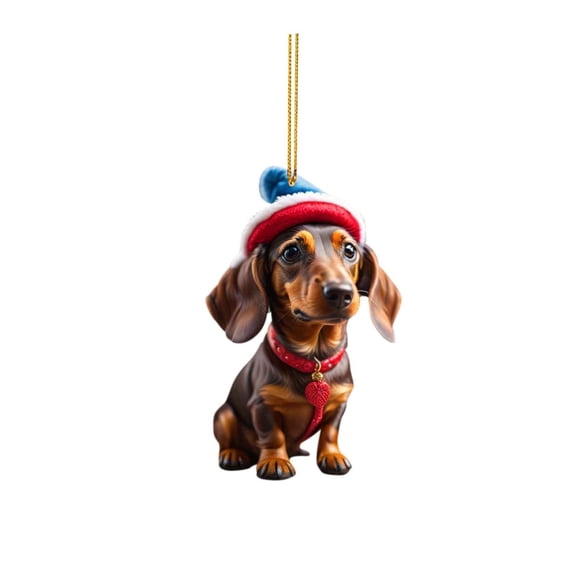Percha Navideña para Coche con Forma de Perro, Bonita Decoración Acrílica, Diseño Vibrante y Artesanal, Ideal para Coche y Oficina, Ideal Como Regalo Navideño, Ambiente Refrescante, Tamaño 8 X 0,4 Cm