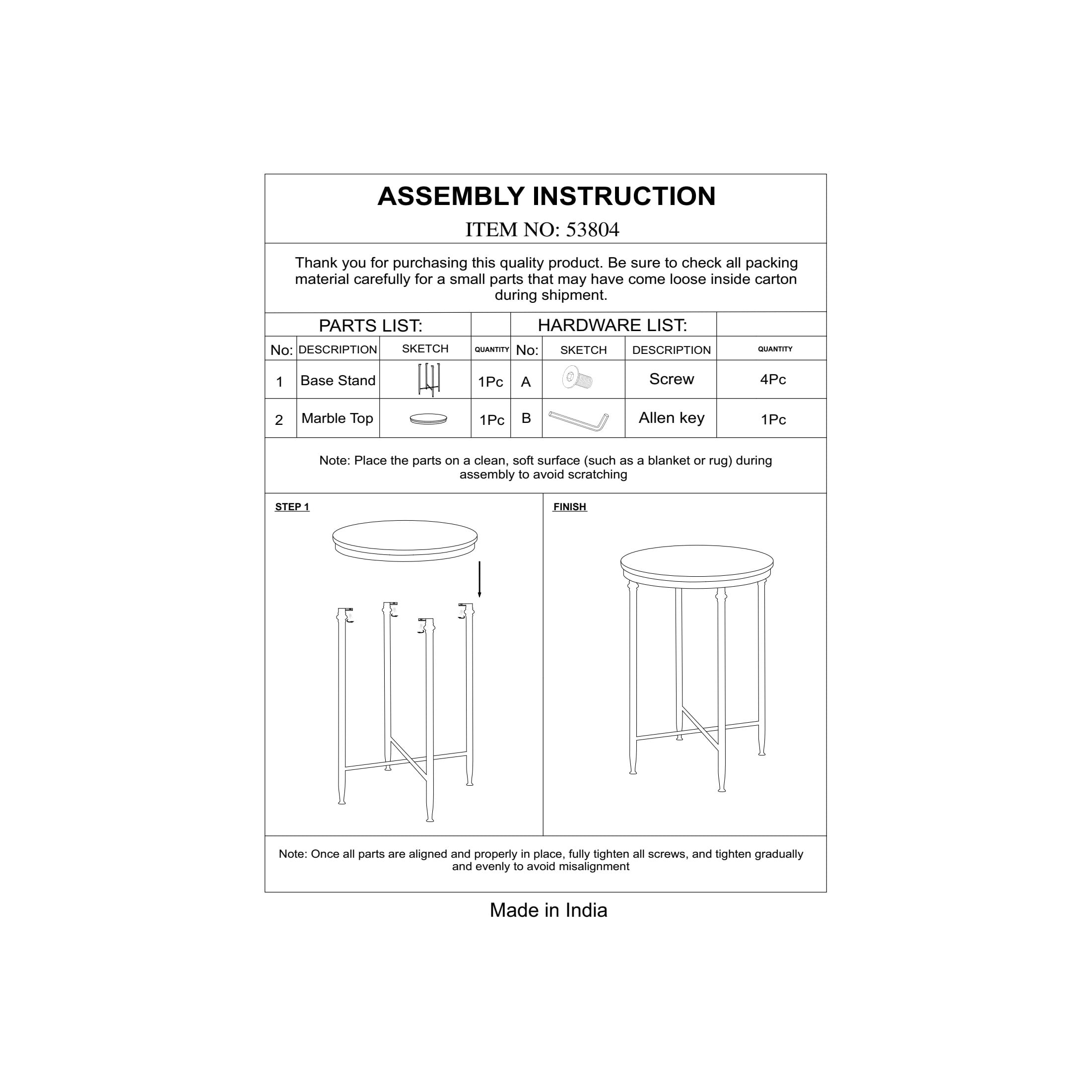 DecMode 18" x 26" Brown Marble Accent Table with Bronze Metal Legs, 1-Piece