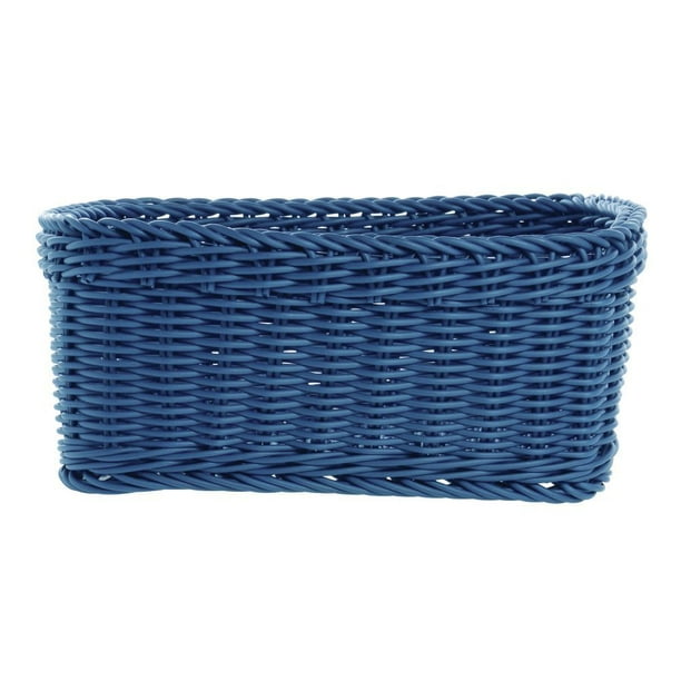 HUBERT® Square Synthetic Blue Wicker Basket - 12"L x 12"W x 4 1/2"H