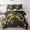 thumbnail image 1 of YST Ensemble de Literie de Jeu pour Garçons 7 Pcs, Housse de Couette Moderne Abstraite Géométrie Jaune Nid d'Abeille, Très Grand, 1 of 5