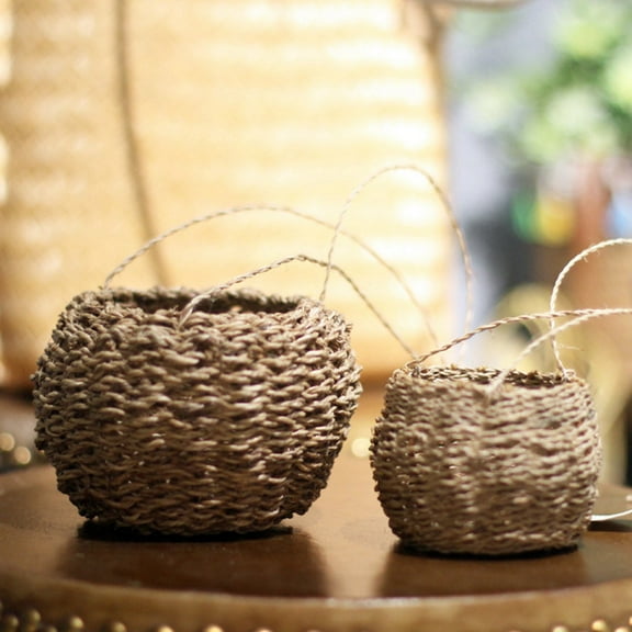 Plant Hanging Basket Outdoor Plant Pot Wall Mounted Plant Holder Weave Basket Hanging Wicker Planter Hanging Baskets for Plants Indoor Wicker Storage Basket Mini Basket