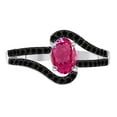 thumbnail image 2 of AoneJewelry 1.45 Ct. Pink Topaz & Black Diamond 10K Rose, White & Yellow Gold Dimaond Ring, 2 of 5